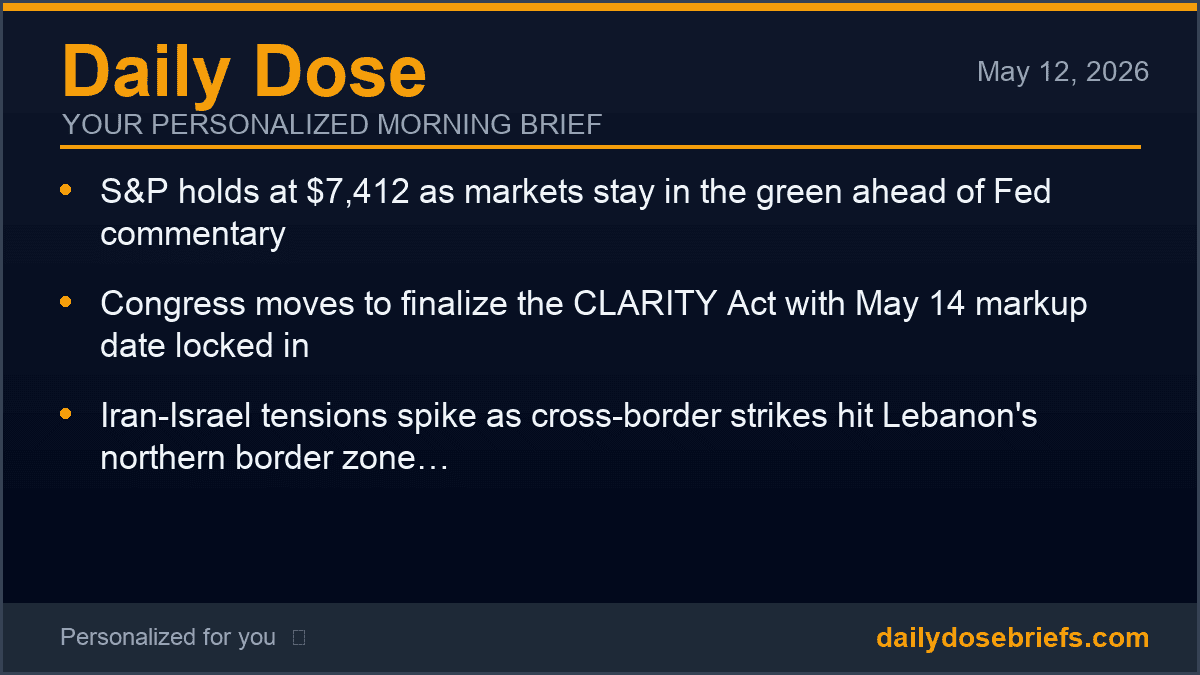 Example Daily Dose Briefs morning email in an inbox — markets, sports, and Deep Dive links